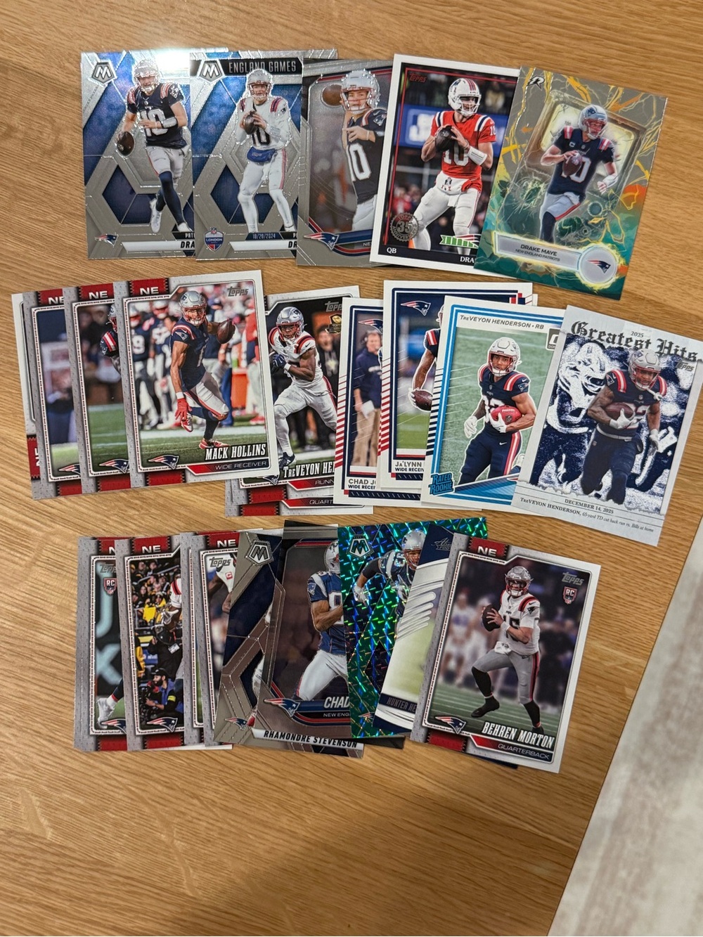Lot of New England Patriots Football Cards-Drake Maye TreVeyon Henderson & More